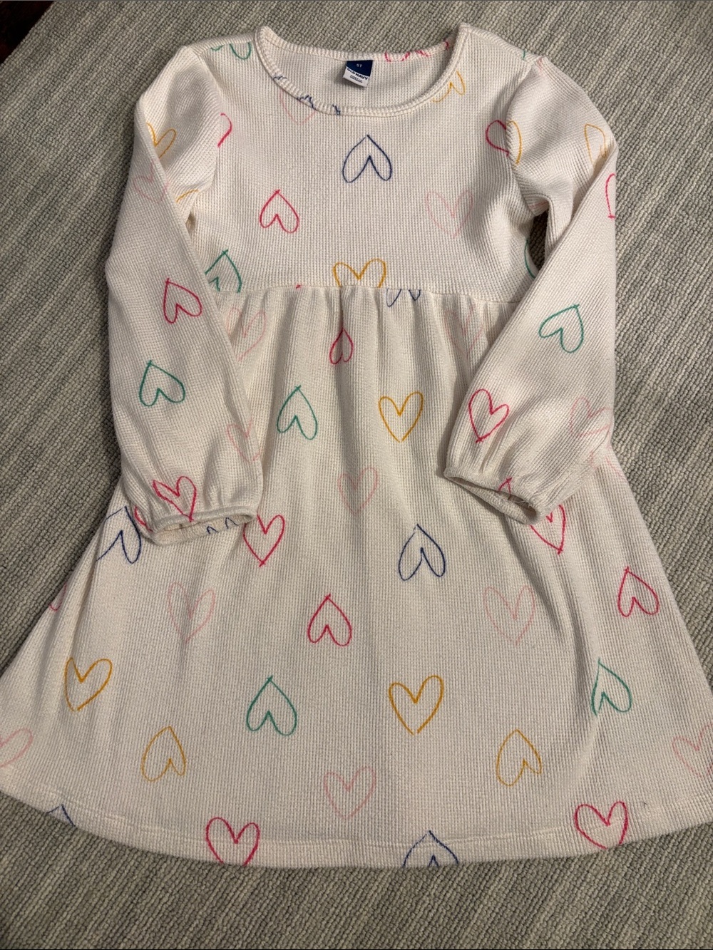 Old Navy Girls Heart Long-Sleeve Dress with Multi-Color Heart Print